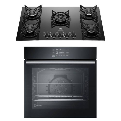 Kit Cooktop 5 Bocas Gás Efficient (KE5GT) + Forno de Embutir Elétrico Electrolux 80L Experience (OE8EA) Electrolux - 220V Kit Cooktop 5 Bocas Gás Efficient (KE5GT) + Forno de Embutir Elétrico Electrolux 80L Experience (OE8EA) Electrolux - 220V