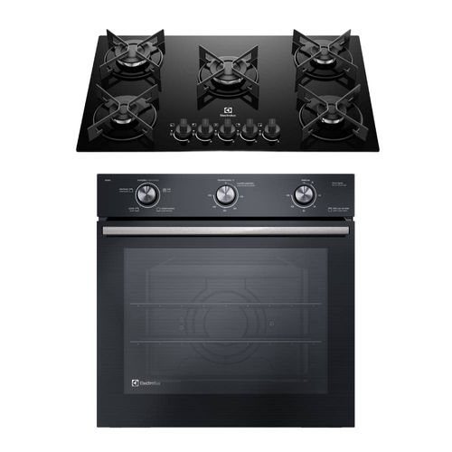 KIt Cooktop 5 Bocas a Gás Efficient (KE5GR) + Forno de Embutir Elétrico 80L Efficient (OE8EL) Electrolux - 220V KIt Cooktop 5 Bocas a Gás Efficient (KE5GR) + Forno de Embutir Elétrico 80L Efficient (OE8EL) Electrolux - 220V
