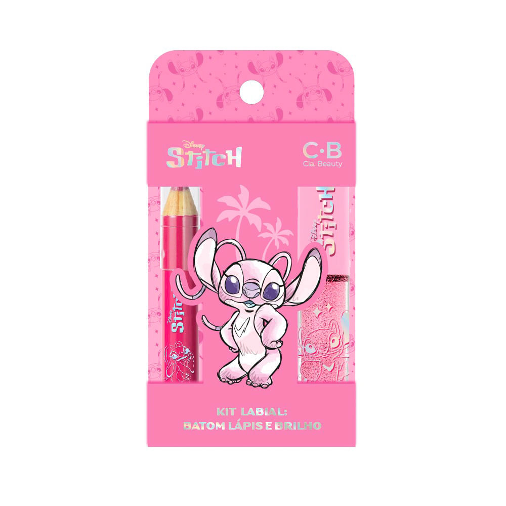Kit lápis labial e gloss angel rosa