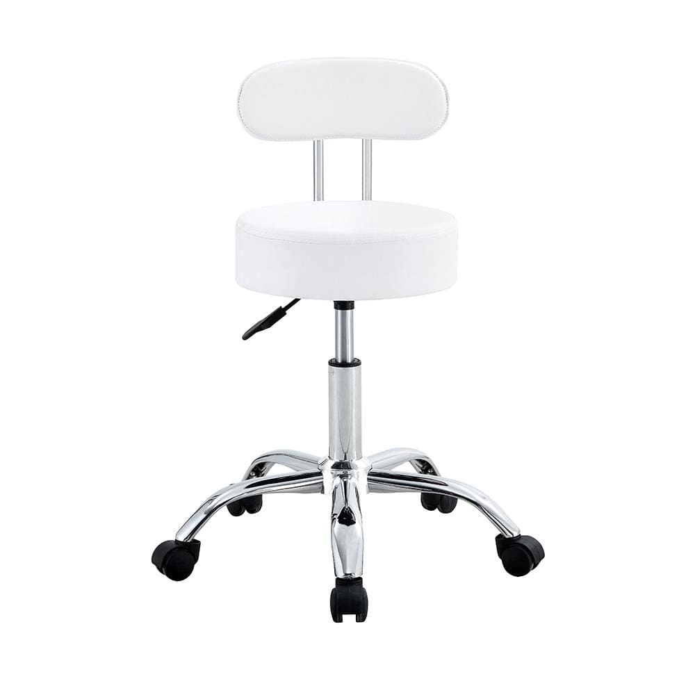 Cadeira Mocho com Encosto Conthey PU Base Giratória Cromada Altura Ajustável - Branca Cadeira Mocho com Encosto Conthey PU Base Giratória Cromada Altura Ajustável - Branca