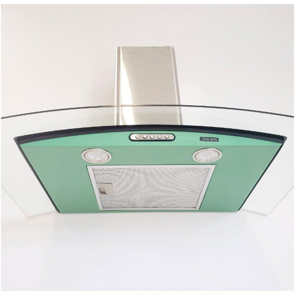 Coifa de Parede Terim Vidro Curvo Verde Chá Inox 70 cm - 110V