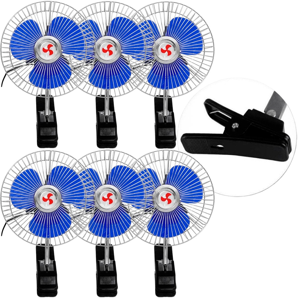 Kit 6 Mini Ventilador Veicular Carro Ônibus Caminhão De 15cm Kit 6 Mini Ventilador Veicular Carro Ônibus Caminhão De 15cm
