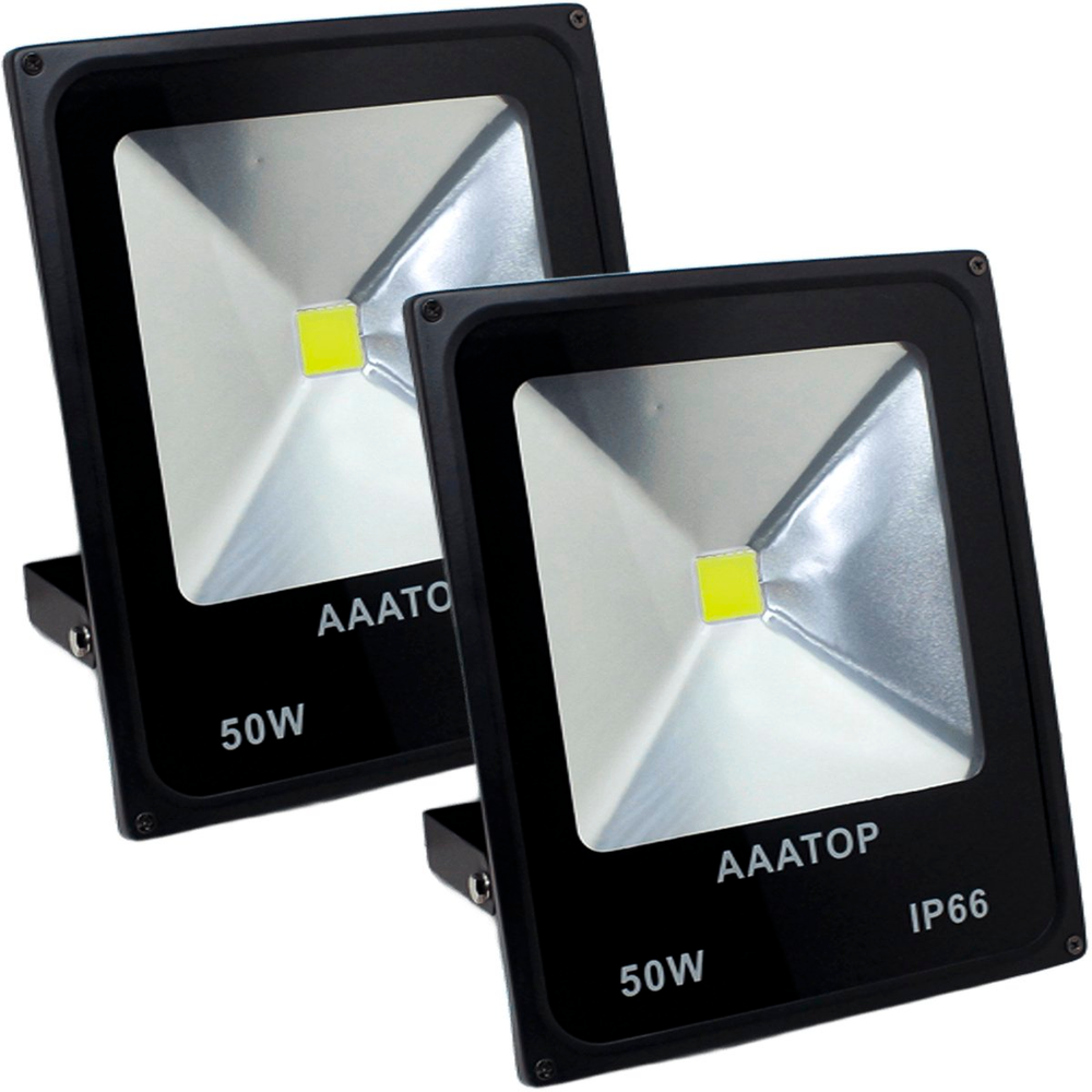 Kit 6 Refletor Led Holofote Externo Jardim Muro 50w Branco Kit 6 Refletor Led Holofote Externo Jardim Muro 50w Branco