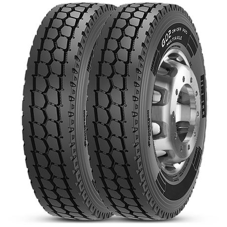 Kit 2 Pneu Aro 22.5 295/80R22.5 Prometeon by Pirelli G02 On-Off Pro Multiaxle 152/148L TL Kit 2 Pneu Aro 22.5 295/80R22.5 Prometeon by Pirelli G02 On-Off Pro Multiaxle 152/148L TL