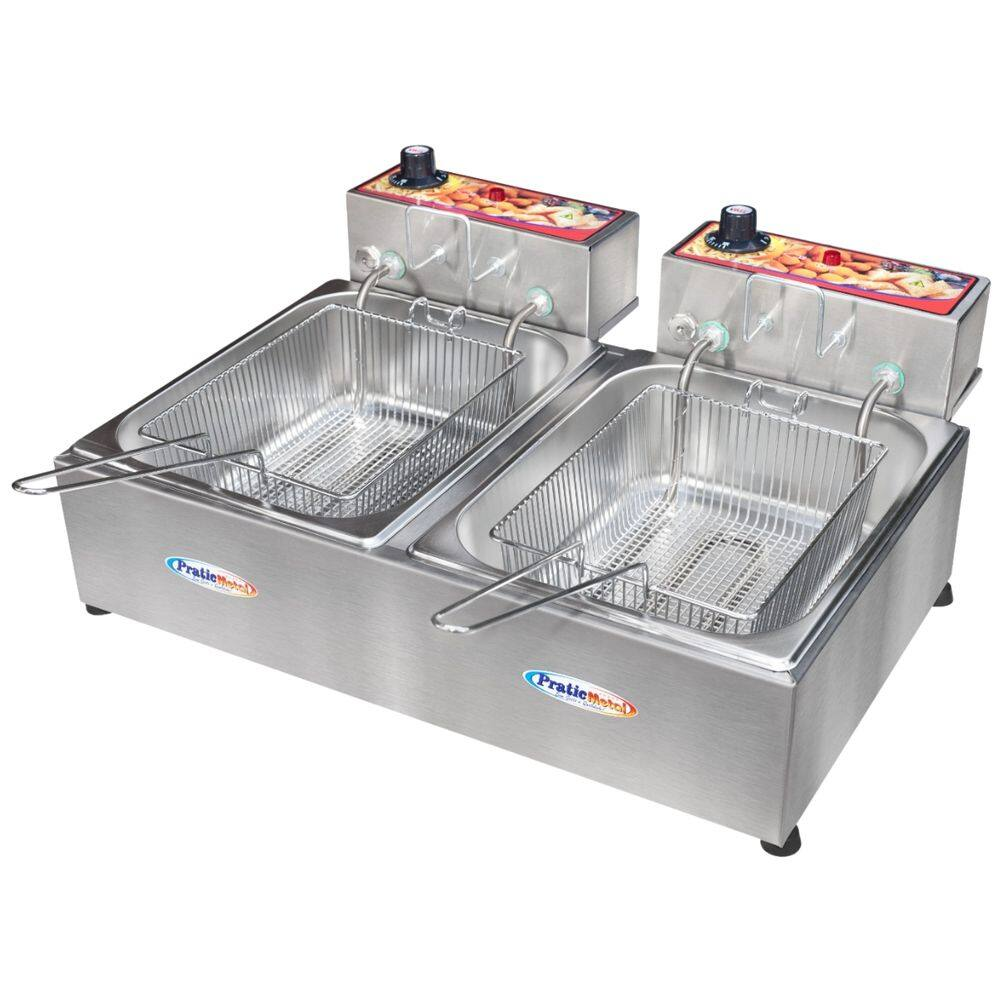 Fritadeira Elétrica Industrial Inox 2 Cubas 5 Litros com Cesto Fritadeira Elétrica Industrial Inox 2 Cubas 5 Litros com Cesto
