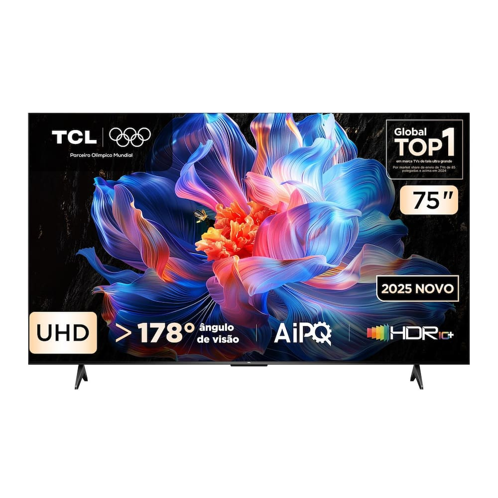 Smart TV 75" 4K TCL 75P6K Google TV HDR10+ Processador AiPQ Smart TV 75" 4K TCL 75P6K Google TV HDR10+ Processador AiPQ