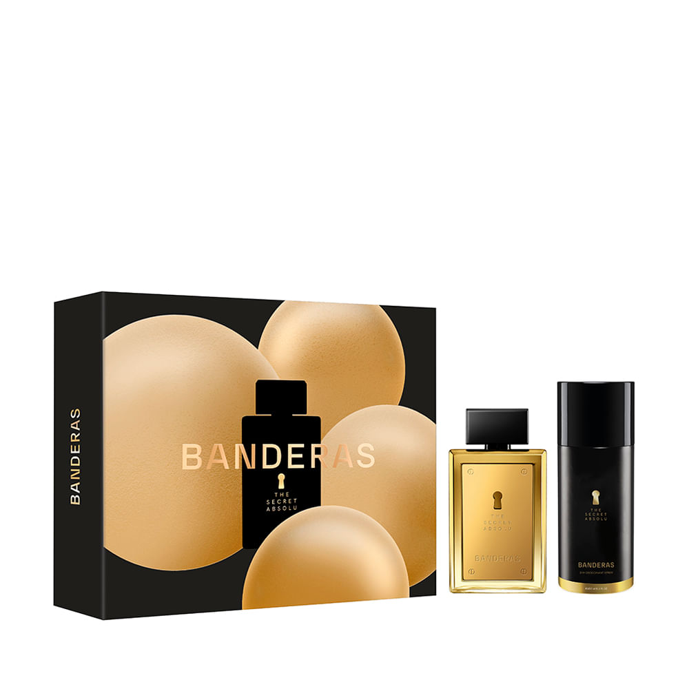 Kit perfume masculino banderas the secret absolu eau de parfum 100ml e desodorante spray 24h 150ml - transparent