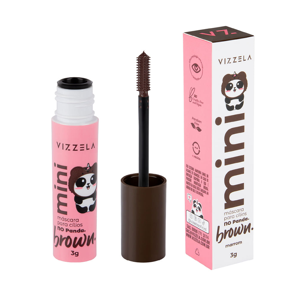 Mini máscara vizzela de cílios brown 3g marrom