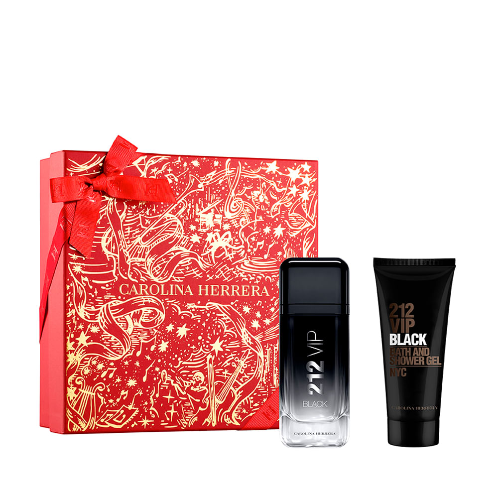 Kit perfume masculino carolina herrera 212 vip black eau de parfum e gel de banho 100ml Kit perfume masculino carolina herrera 212 vip black eau de parfum e gel de banho 100ml