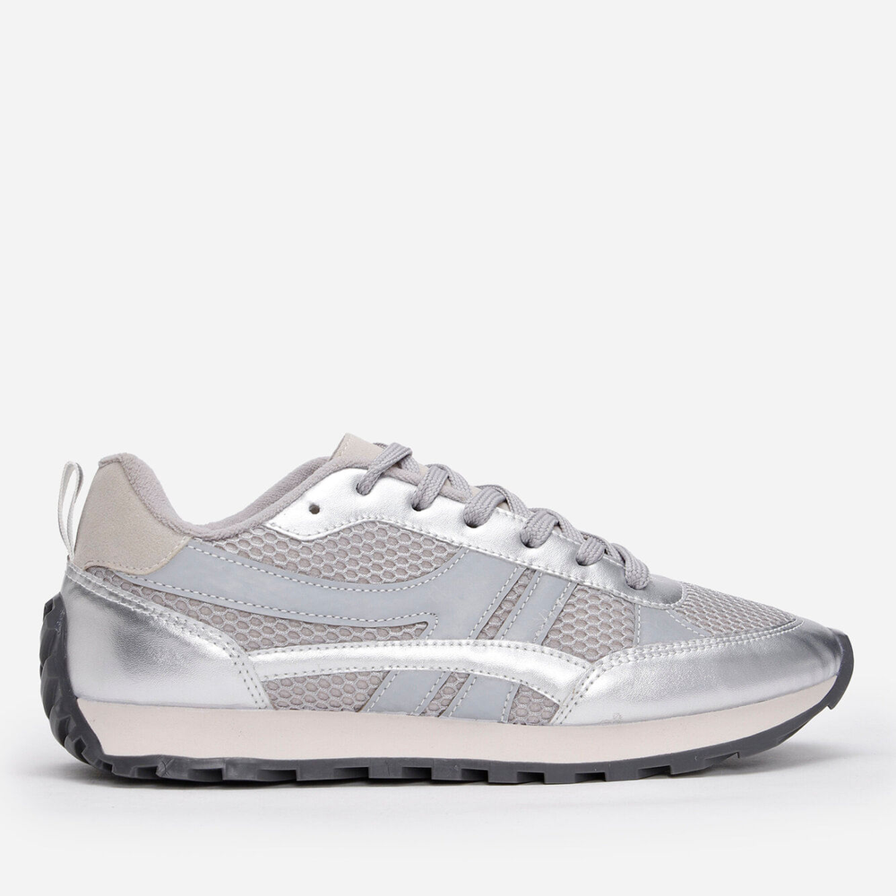 Tênis casual com recorte e refletivos mindset prateado Tênis casual com recorte e refletivos mindset prateado