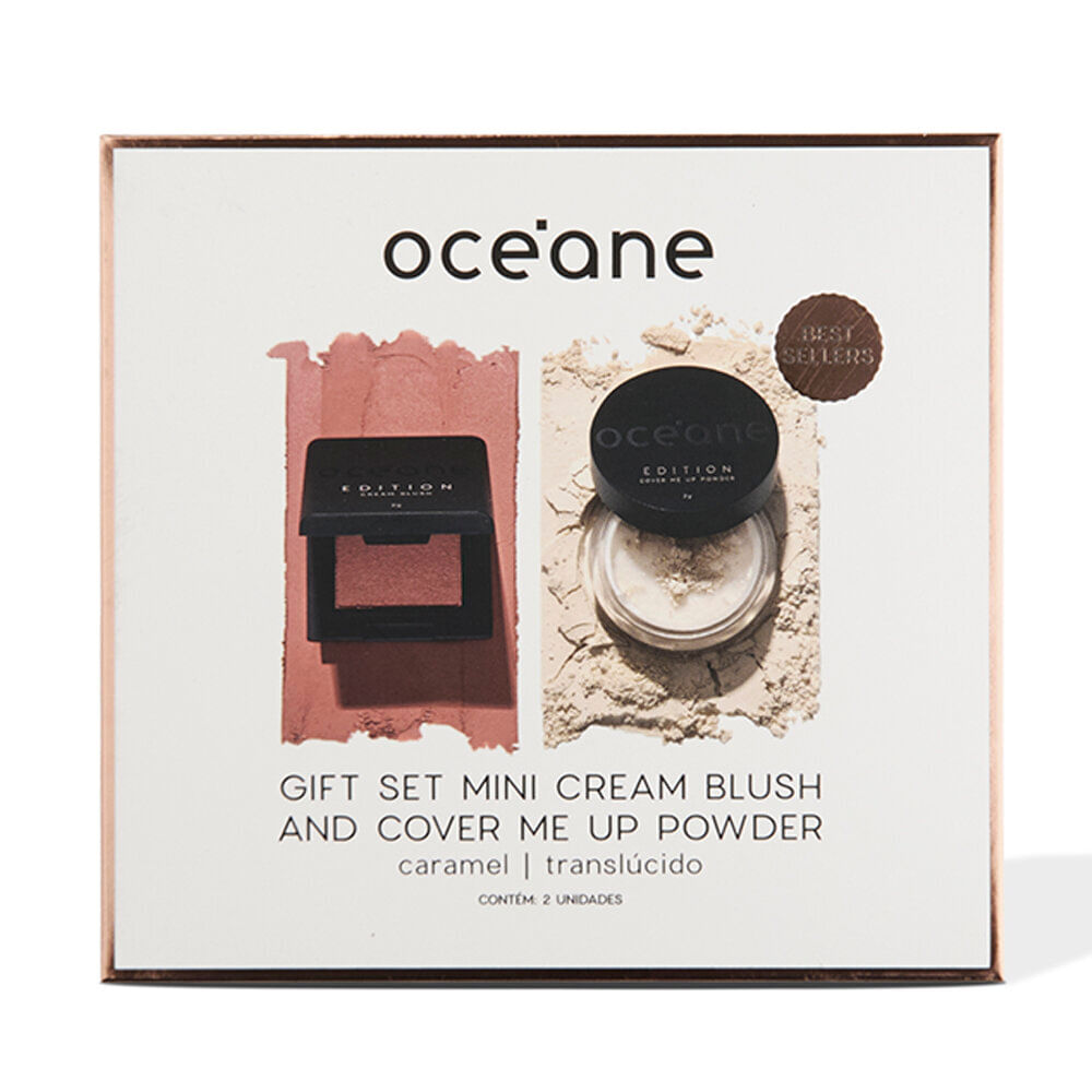 Kit océane gift set mini cream blush e pó solto cover me up powder Kit océane gift set mini cream blush e pó solto cover me up powder