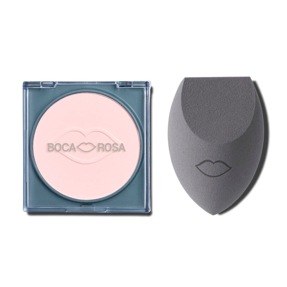 Kit boca rosa esponja e pó translúcido jujuba