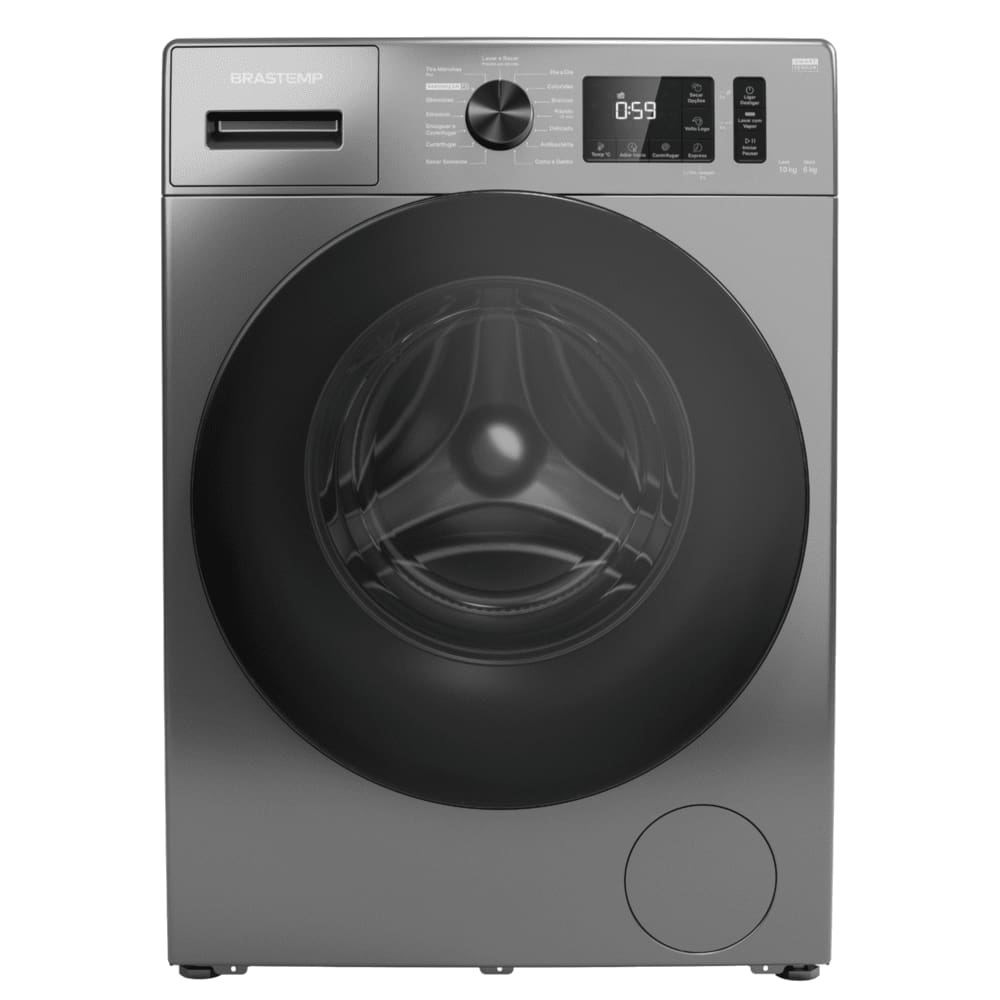 Lava e Seca Brastemp 10kg/6kg titanium com Smart Sensor, Lavar com Vapor e Função Secagem - BNO10AS - Lava e Seca Brastemp 10kg