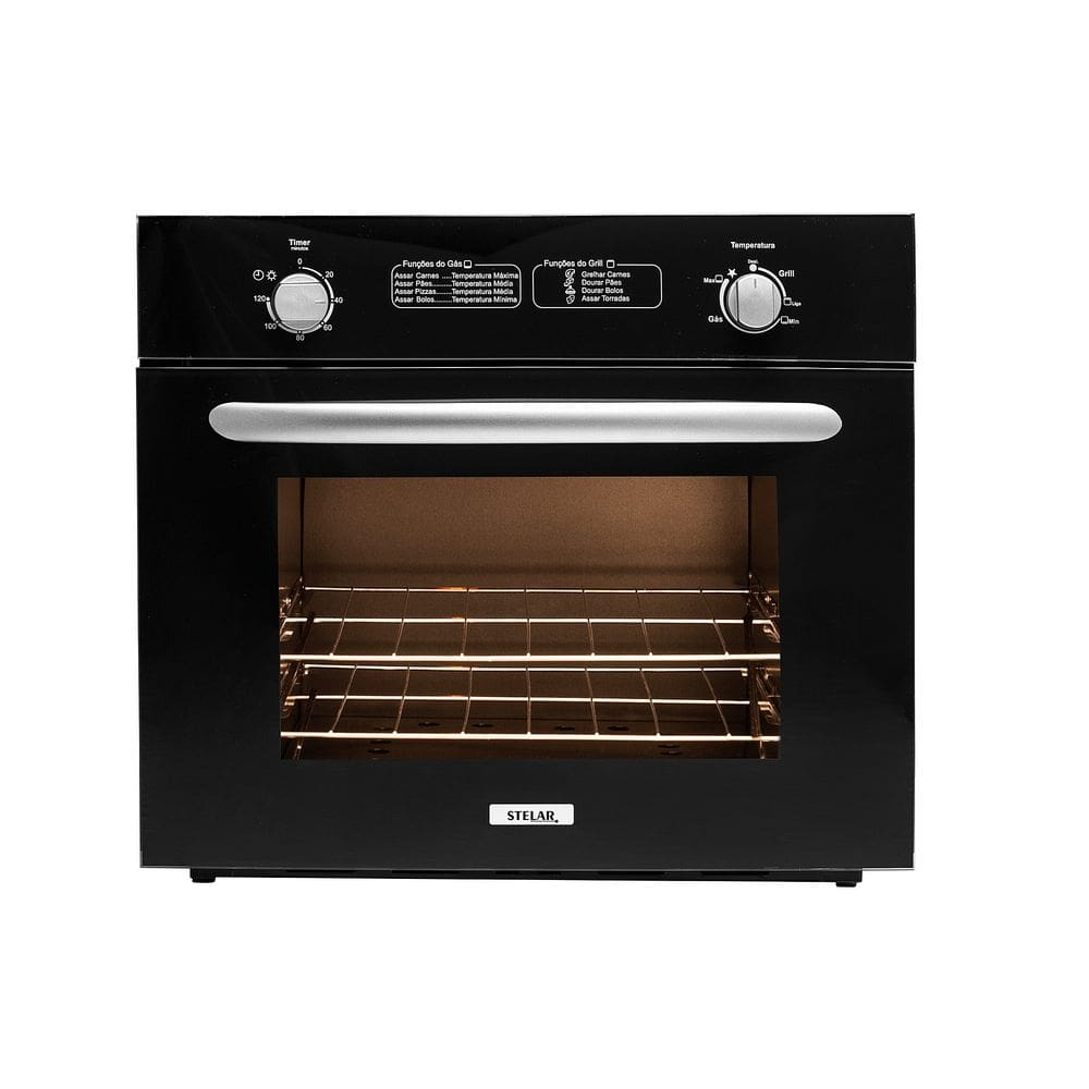 Forno À Gás de Embutir Stelar Due 55 Litros Preto - Forno a gás de embutir