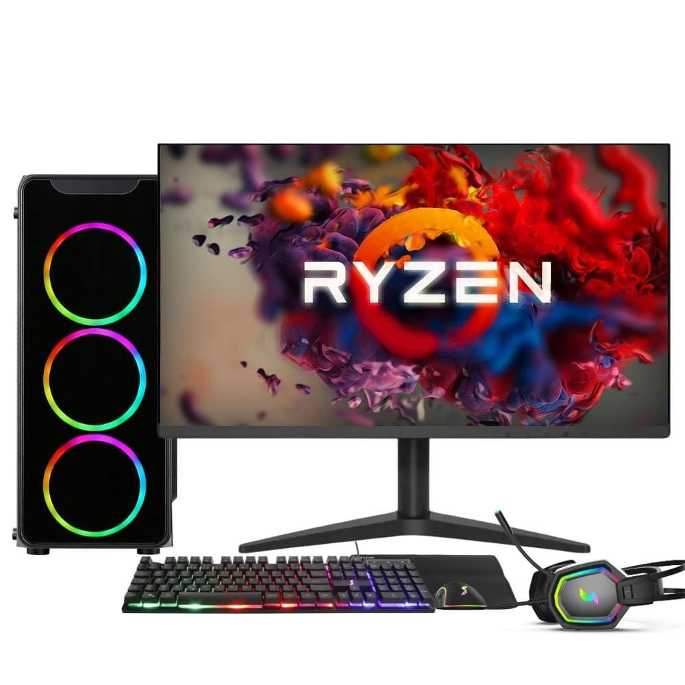 PC Gamer Completo AMD Ryzen 5 5600G, Gráficos Radeon VEGA 7, 16GB DDR4, SSD 512GB, Fonte 500W, Monitor 21.5" 75Hz, 3green Force - 3F-010 PC Gamer Completo AMD Ryzen 5 5600G, Gráficos Radeon VEGA 7, 16GB DDR4, SSD 512GB, Fonte 500W, Monitor 21.5" 75Hz, 3green Force - 3F-010
