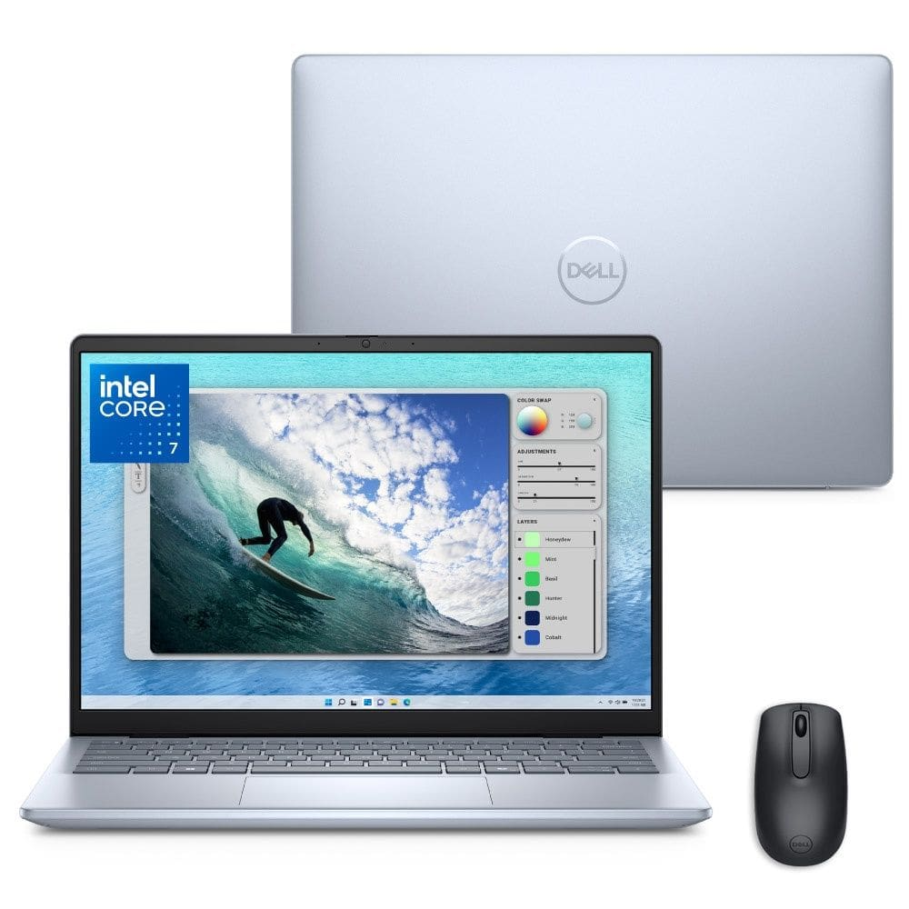 Notebook Dell Inspiron I14-I150U-M70M 14" FHD+ Intel® Core 7 150U 16GB 1TB SSD Win 11 Prata Gelo + Mouse Dell WM118 Notebook Dell Inspiron I14-I150U-M70M 14" FHD+ Intel® Core 7 150U 16GB 1TB SSD Win 11 Prata Gelo + Mouse Dell WM118