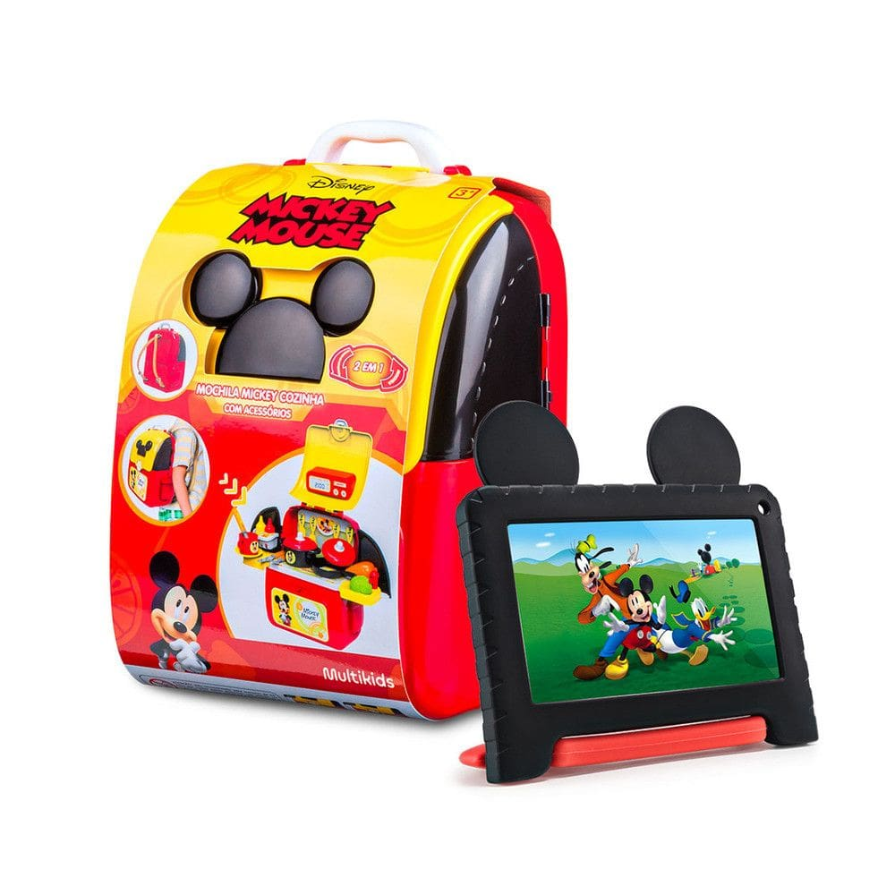 Combo Tablet Infantil Multi Mickey 7 Pol. 4GB RAM 64GB + Case + Mochila Kit Play Set Mickey Cozinha - NB4131K
