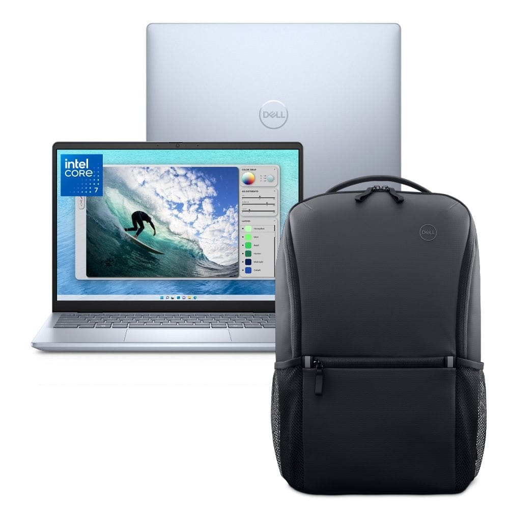 Notebook Dell Inspiron I14-I150U-M70BP 14" FHD+ Intel® Core 7 150U 16GB 1TB SSD Win 11 Prata Gelo + Mochila Essential Notebook Dell Inspiron I14-I150U-M70BP 14" FHD+ Intel® Core 7 150U 16GB 1TB SSD Win 11 Prata Gelo + Mochila Essential