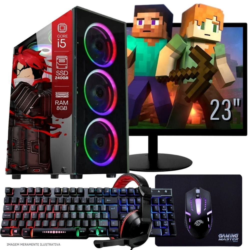 Computador Gamer Completo TOB Intel Core i5 SSD 240GB 16GB Teclado Mouse Mouse Pad e Headset Gamer Monitor 23" Windows 10 Pro Trial Computador Gamer Completo TOB Intel Core i5 SSD 240GB 16GB Teclado Mouse Mouse Pad e Headset Gamer Monitor 23" Windows 10 Pro Trial