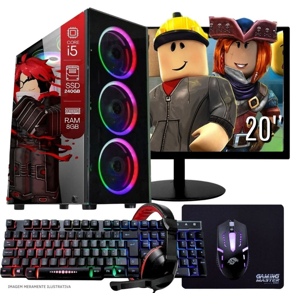 Computador PC Gamer Completo TOB Intel Core i5 SSD 240GB 8GB Teclado Mouse Mouse Pad e Headset Gamer Monitor 19 Windows 10 Pro Trial Computador PC Gamer Completo TOB Intel Core i5 SSD 240GB 8GB Teclado Mouse Mouse Pad e Headset Gamer Monitor 19 Windows 10 Pro Trial