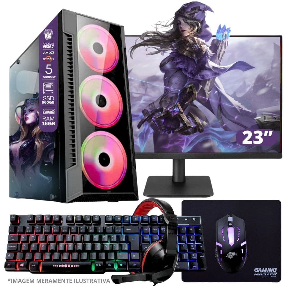 PC Gamer AMD Ryzen 5 5600GT, 16GB RAM, Placa de video Radeon Vega 7, SSD 960GB, Fonte 550W + Monitor 23" LED 75hz + Kit Gamer Completo PC Gamer AMD Ryzen 5 5600GT, 16GB RAM, Placa de video Radeon Vega 7, SSD 960GB, Fonte 550W + Monitor 23" LED 75hz + Kit Gamer Completo