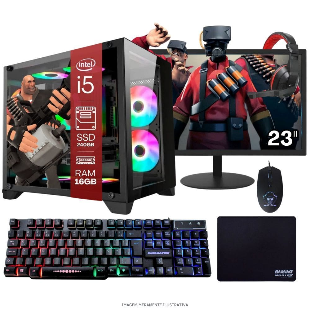 COMPUTADOR PC GAMER COMPLETO TOB INTEL CORE I7 SSD 240GB 16GB GABINETE AQUÁRIO TECLADO MOUSE MOUSE PAD E HEADSET GAMER MONITOR 23" COMPUTADOR PC GAMER COMPLETO TOB INTEL CORE I7 SSD 240GB 16GB GABINETE AQUÁRIO TECLADO MOUSE MOUSE PAD E HEADSET GAMER MONITOR 23"