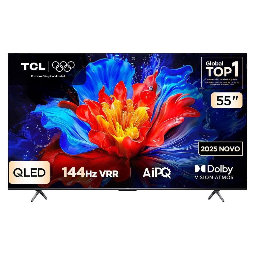 Smart TV TCL 4K QLED 55" Polegadas com Google Assistente, Dolby Atmos e Design Sem Bordas - 55P8K - Bivolt