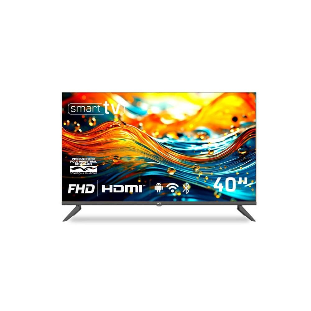 Smart TV HQ 40" Full HD tela sem bordas Android 12 design Slim HQS40NKHM