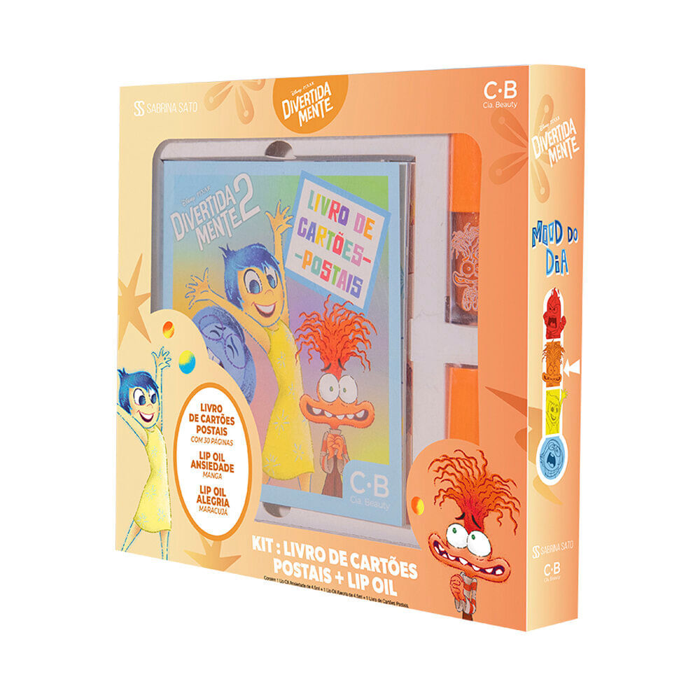 Kit de lip oil alegria e ansiedade divertidamente com livro