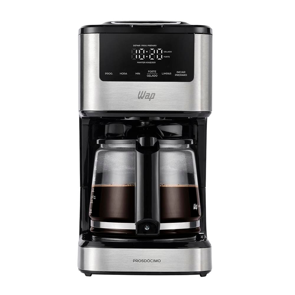 Cafeteira Elétrica Digital Wap Aroma WCD 1500 com capacidade de até 38 Xícaras Inox/Preto - 220V