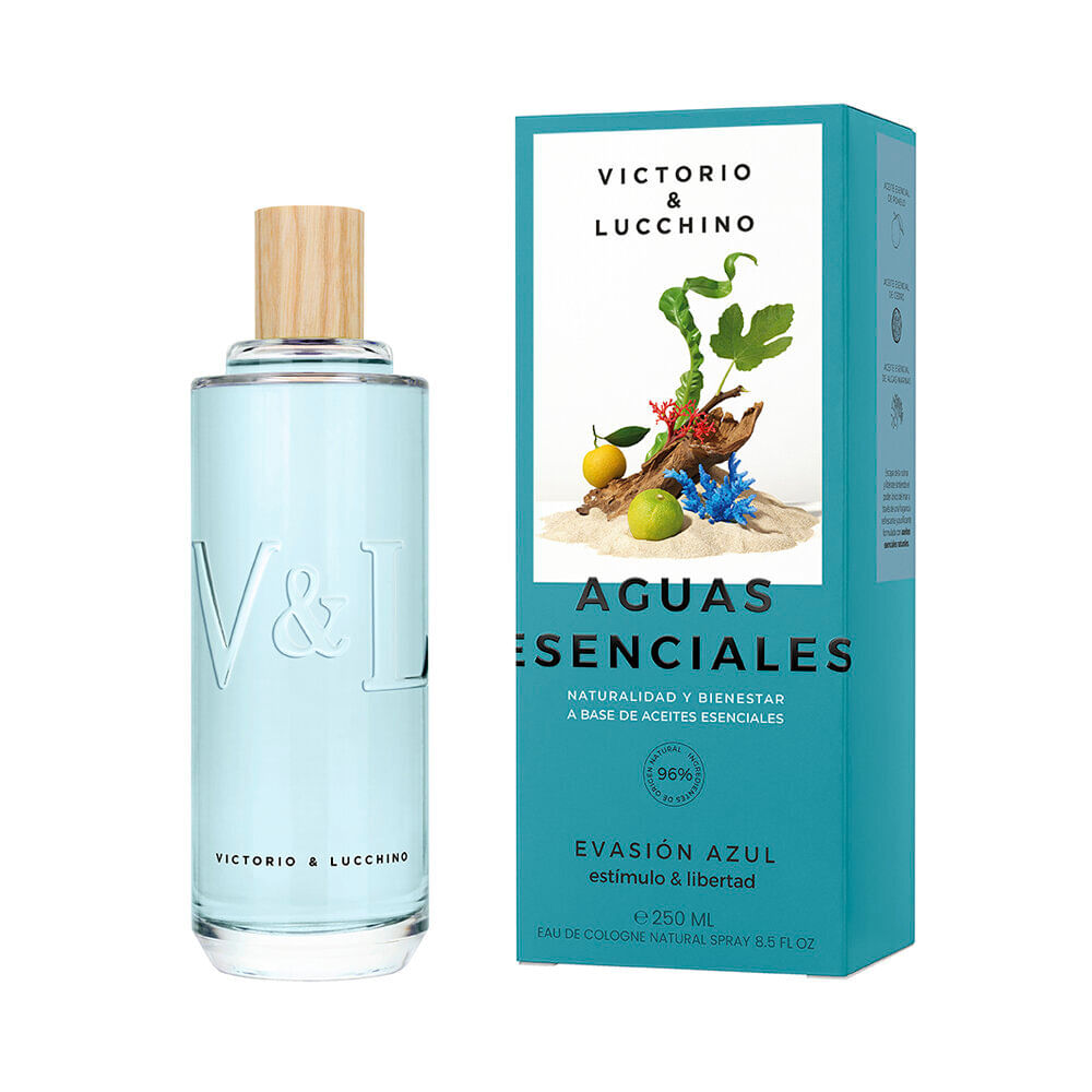 Perfume feminino victorio e lucchino aguas esenciales evasión azul eau de cologne 250ml