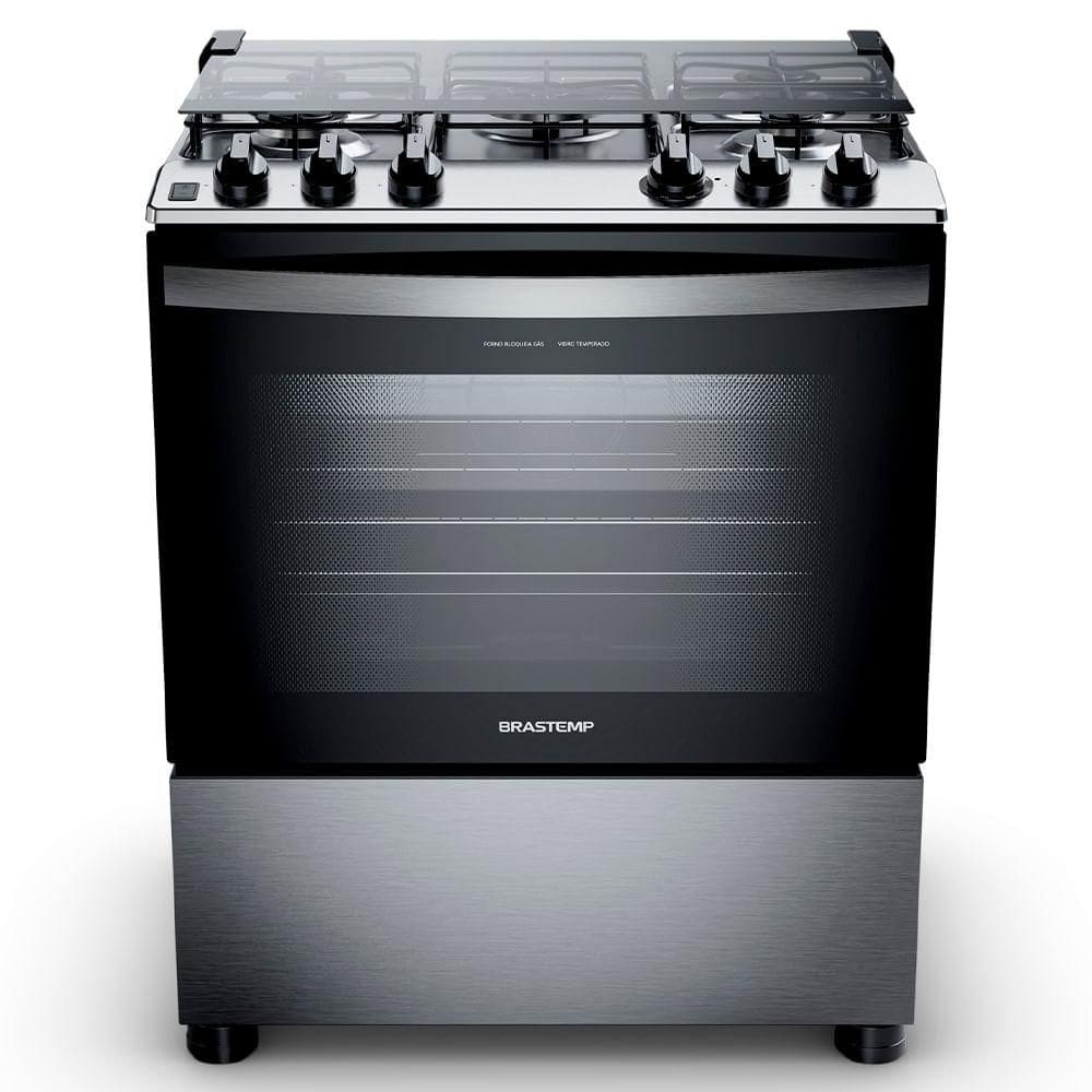Fogão de Piso Brastemp de 05 Bocas com Turbo Chama e Grill Inox - BFS5GDR - 110