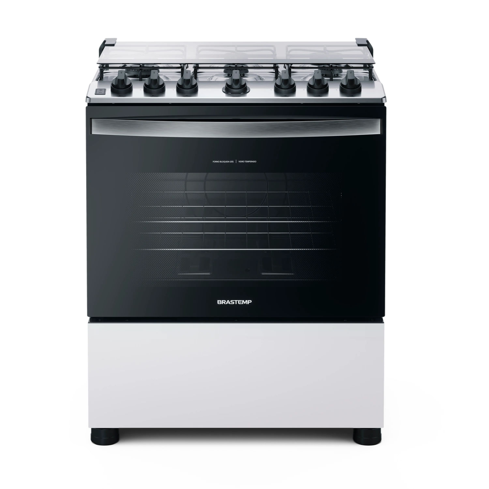 Fogão Brastemp 6 Bocas Branco Com Botões Removíveis E Exclusivo Aro Protetor - Bfs6ncb Bivolt