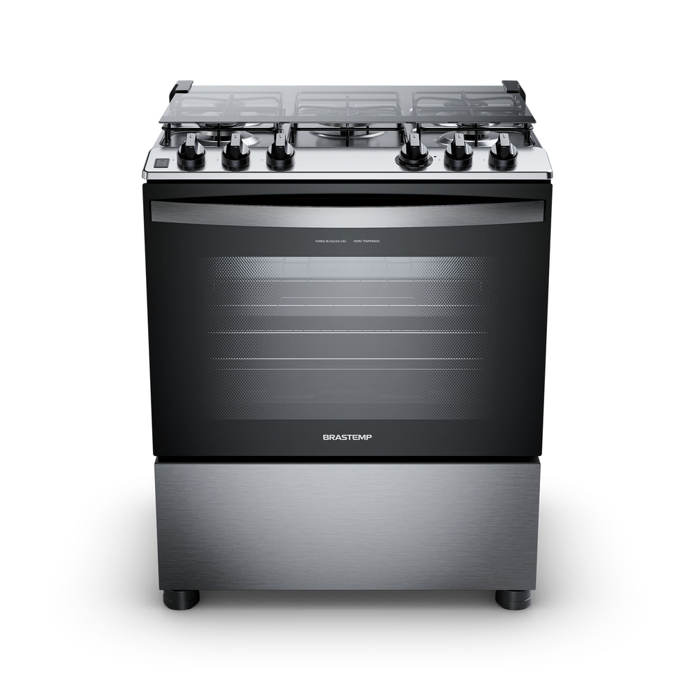 Fogão Brastemp 5 Bocas Cor Inox Com Turbo Chama - Bfs5gdr 220V