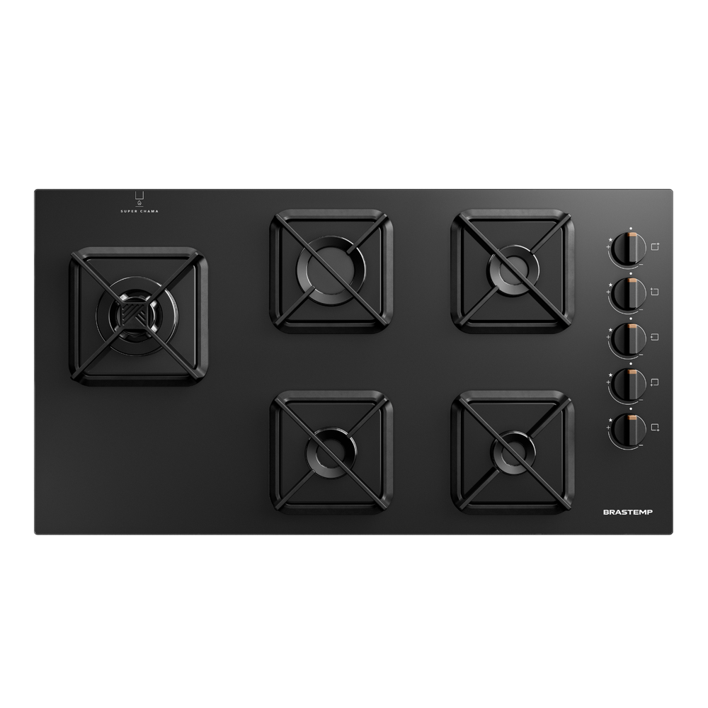 Cooktop Brastemp 5 Bocas A Gás, Grades De Ferro Fundido E Super Chama Lateral - Bds85ae Bivolt