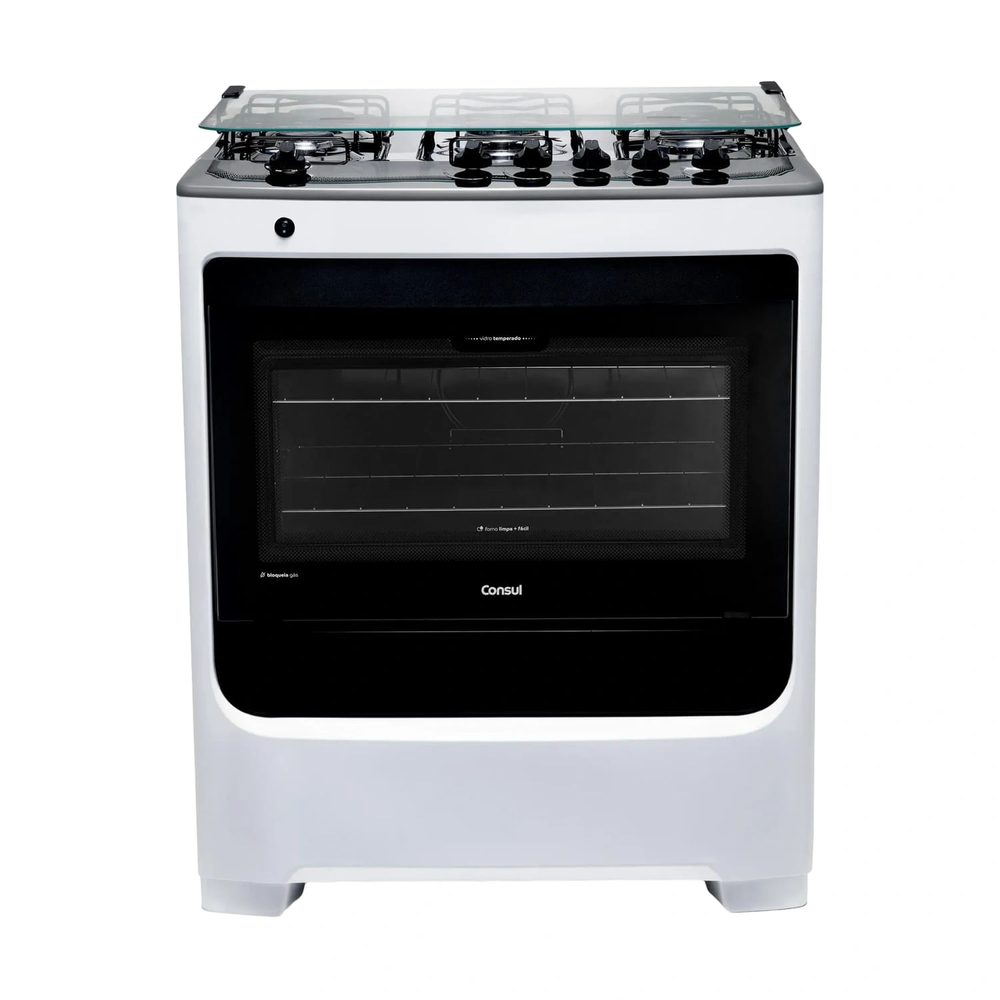 Fogão De Piso Consul 5 Bocas Branco Com Acendimento Automático E Botões Removíveis - Cfs5nab Bivolt