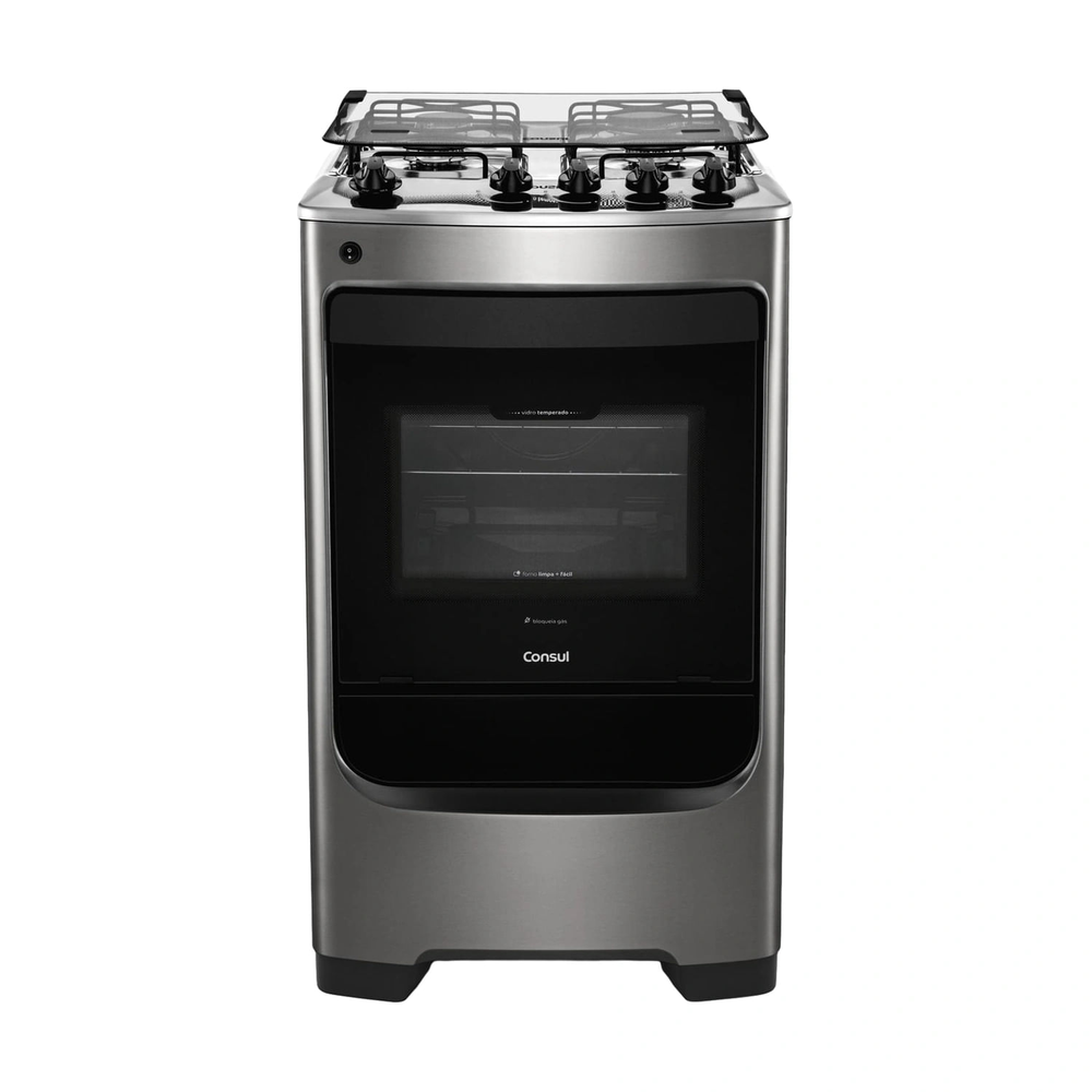 Fogão Consul 4 Bocas Cor Inox Com Acendimento Automático - Cfo4nar Bivolt