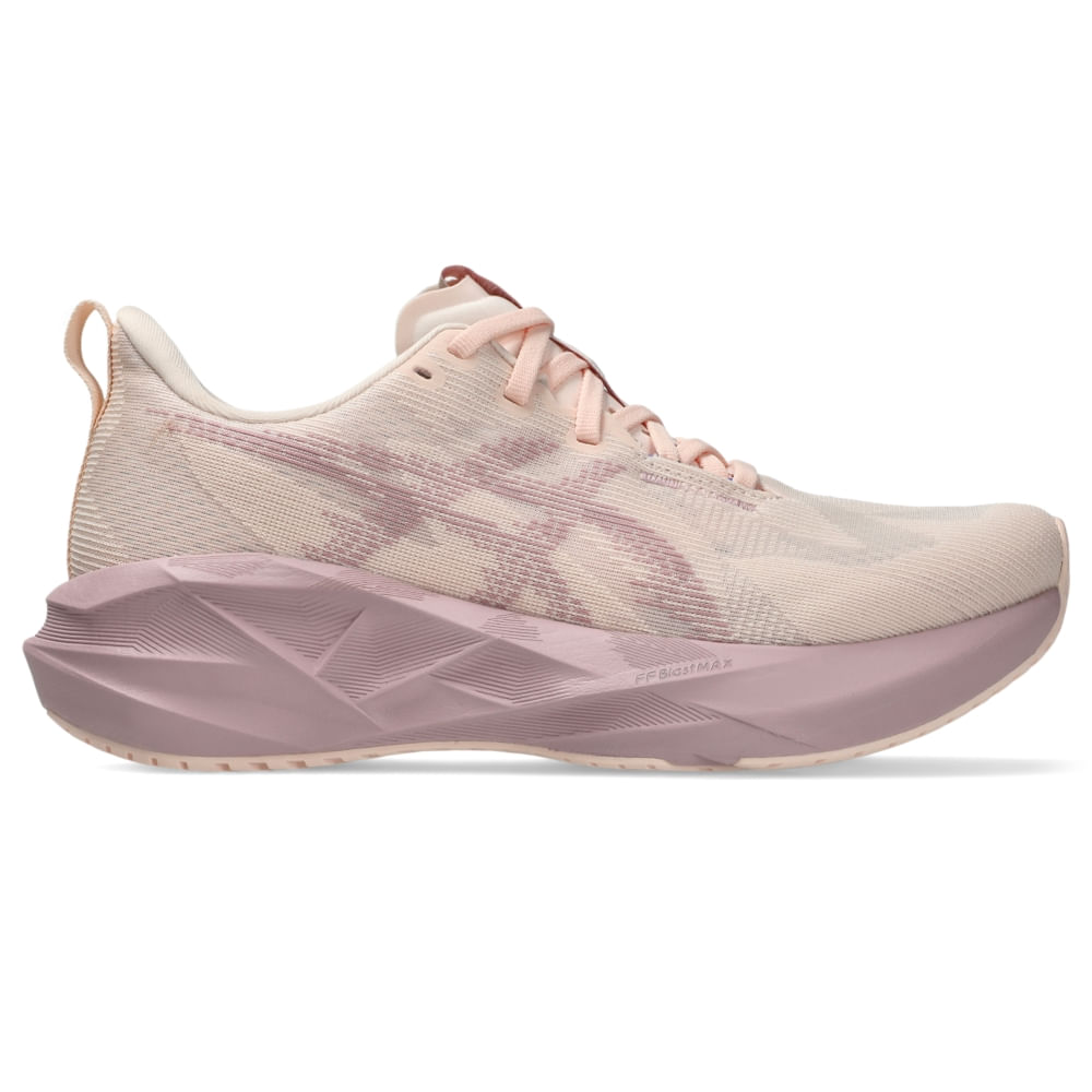Tênis ASICS Novablast 5 - Feminino - Rosa/Bege