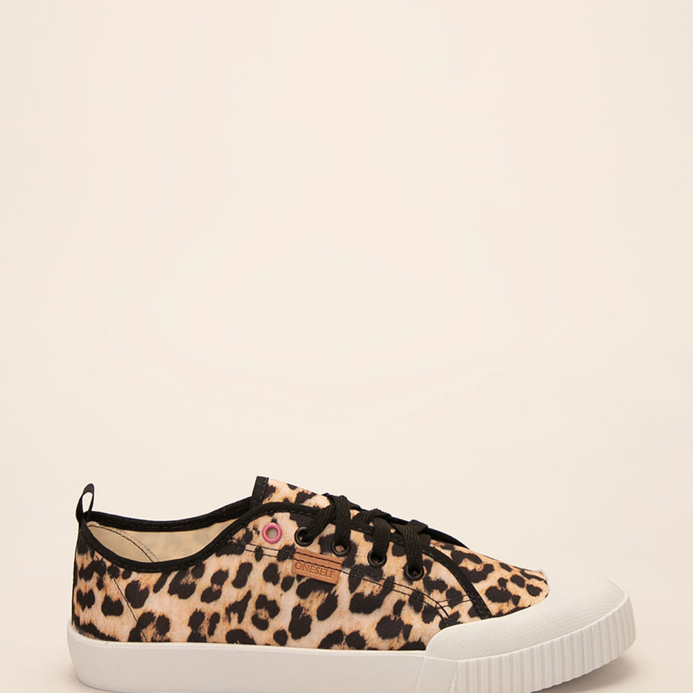 Tênis feminino estampado animal print onça oneself multicor