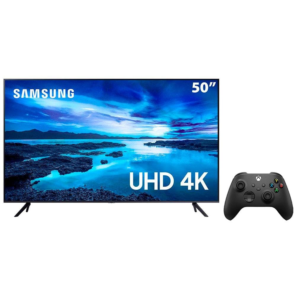 Smart TV 50" UHD 4K Samsung 50AU7700 + Controle Sem Fio Xbox Series - Carbon Black