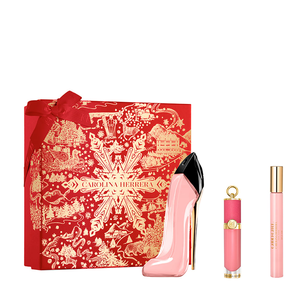 Kit feminino carolina herrera good girl blush eau de parfum 80ml e 10ml her 1070 rose jasmine 5ml Kit feminino carolina herrera good girl blush eau de parfum 80ml e 10ml her 1070 rose jasmine 5ml