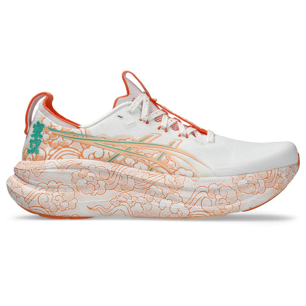 Tênis ASICS GEL Nimbus 28 - Feminino - Branco/Laranja