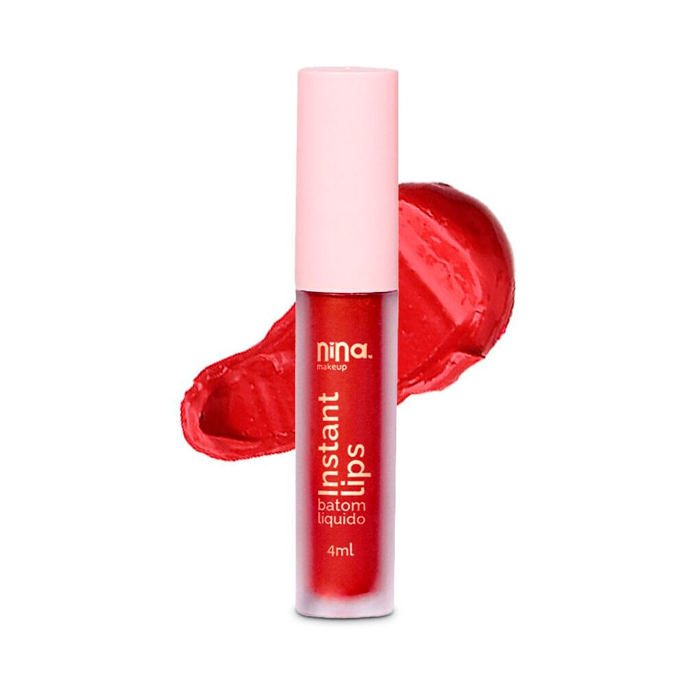Batom líquido nina makeup matte instant lips rubi