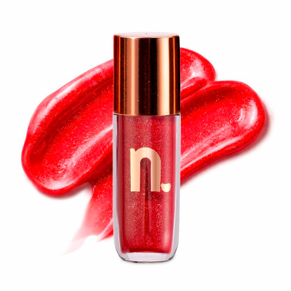 Gloss labial nina makeup instant glow morango do amor gold edition