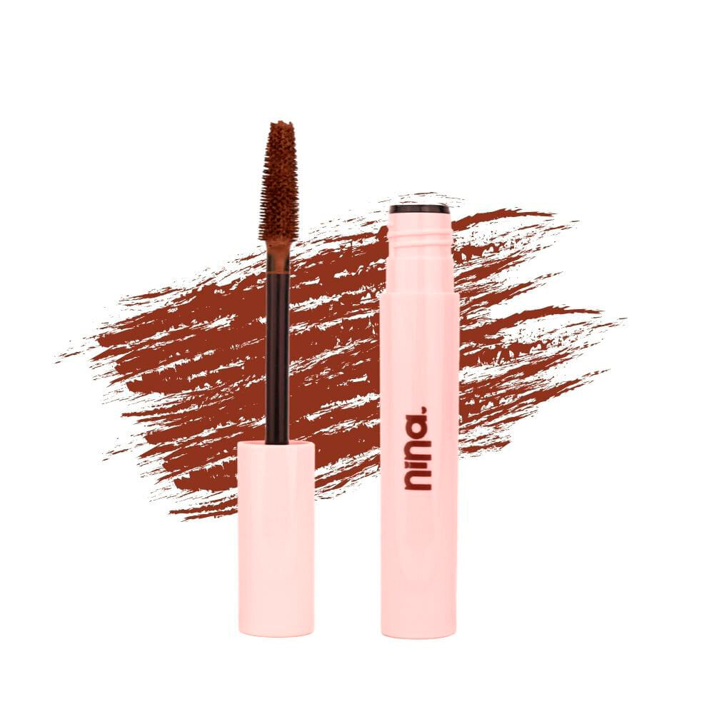 Máscara nina makeup de cílios alonga e define brown