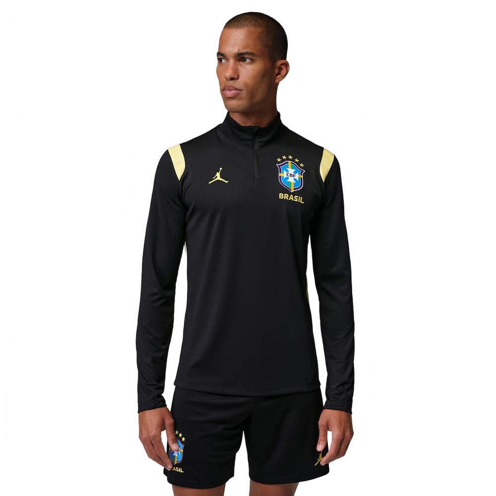 Camiseta Brasil Jordan Manga Longa Academy Pro 2026 Treino Masculina Camiseta Brasil Jordan Manga Longa Academy Pro 2026 Treino Masculina