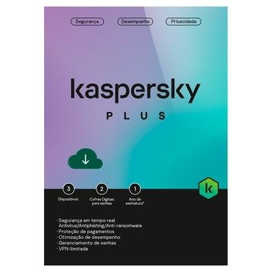 Kaspersky Antivírus Plus 3 Dispositivos 1 Ano, Digital para Download - KL1042KDCFS Kaspersky Antivírus Plus 3 Dispositivos 1 Ano, Digital para Download - KL1042KDCFS
