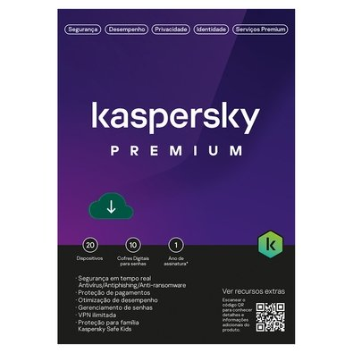 Kaspersky Antivírus Premium 20 Dispositivos 1 Ano, Digital para Download - KL1047KDNFS Kaspersky Antivírus Premium 20 Dispositivos 1 Ano, Digital para Download - KL1047KDNFS