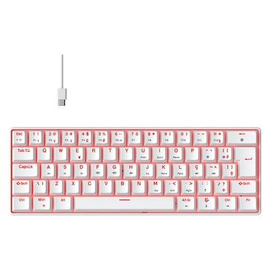 Teclado Mecânico Gamer Hyrax Thunder HCK61, LED Vermelho, Switch Red, 100% anti-ghosting, ABNT2, Branco - HCK61W-RED-LED Teclado Mecânico Gamer Hyrax Thunder HCK61, LED Vermelho, Switch Red, 100% anti-ghosting, ABNT2, Branco - HCK61W-RED-LED