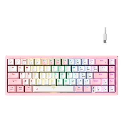 Teclado Mecânico Gamer Rise Mode GM1 Pro White and Pink, RGB, Mini (65%), Switch Outemu Brown, Branco e Rosa - RM-TCM-GM1P-WPBRO Teclado Mecânico Gamer Rise Mode GM1 Pro White and Pink, RGB, Mini (65%), Switch Outemu Brown, Branco e Rosa - RM-TCM-GM1P-WPBRO
